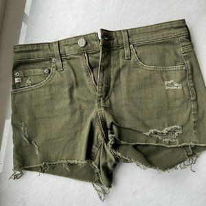 AG army green jean short shorts Size 24R